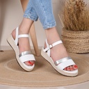 Sandale Cuir Couleur Blanc-Argent Ref S021
