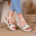 Sandale Cuir Couleur Beige-Argent Ref S021 
