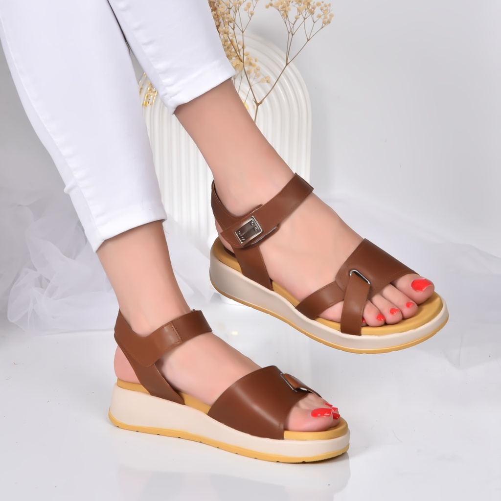 Sandale Cuir Couleur Marron Ref S40