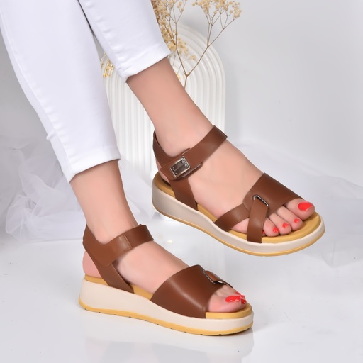 Sandale Cuir Couleur Marron Ref S40