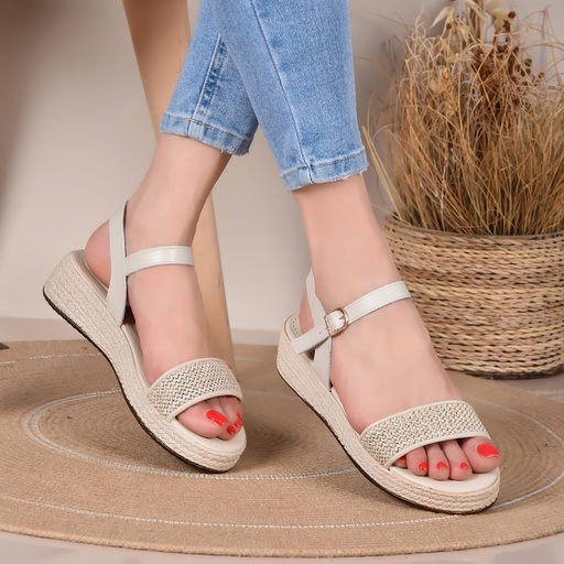 Sandale Cuir Couleur Beige Ref S020